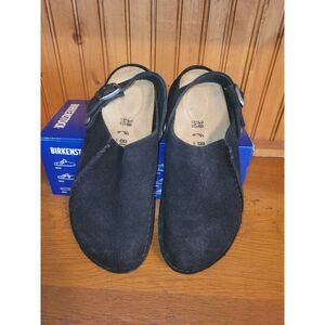 Birkenstock Boston Clogs Women's 7 EU 38 Black Suede Narrow Fit With Box